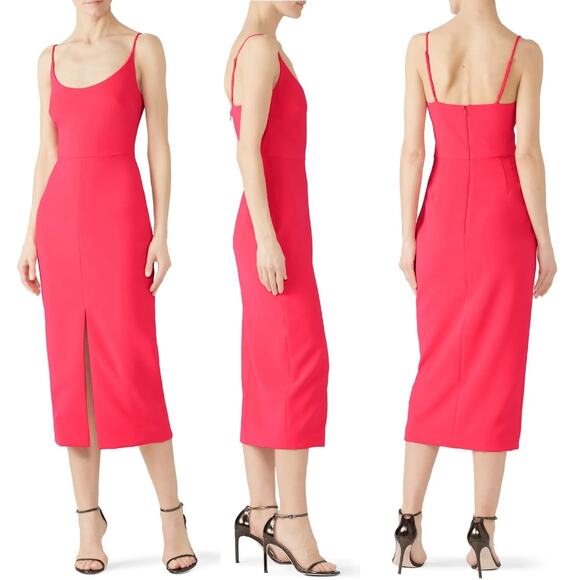 Christian Siriano Coral Slip Dress Sleeveless Bodycon Slit Crepe Party Holiday 6 - Picture 1 of 8